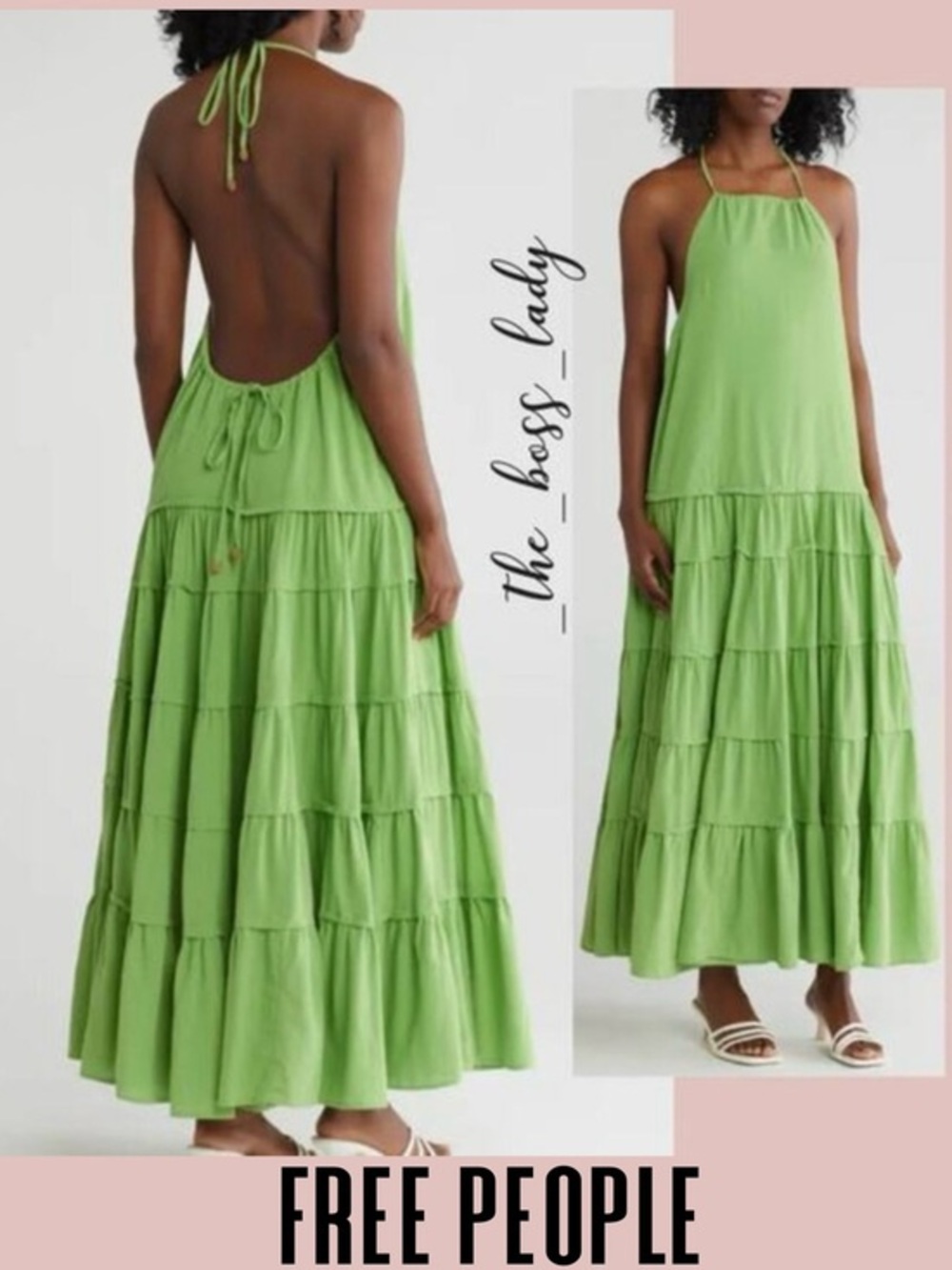 Free People maxi dress tiered halter ruffled cotton XS